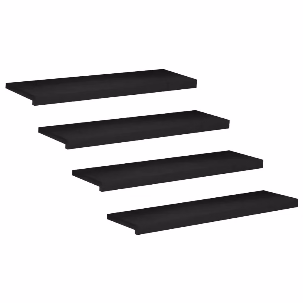 Set di 4 tappeti per scale vidaXL in legno di faggio, colore nero, L 90 x P 25 x H 2 cm
