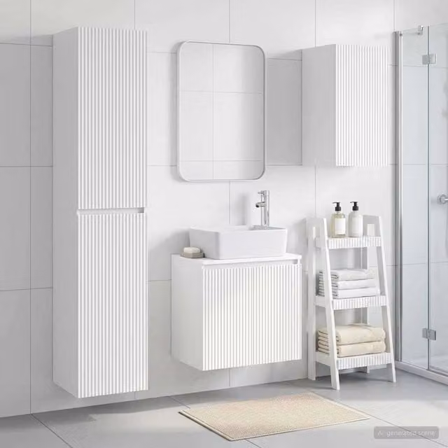 Set di mobili per il bagno 3 pz Bianco 33 x 34,5 x 160 cm 3406073