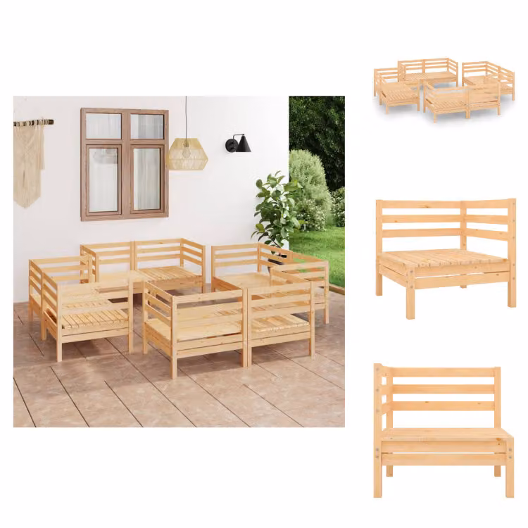 vidaXL set salotto da giardino 8 pezzi in pino massello - Set di mobili da giardino