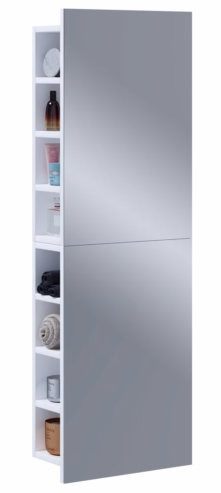 Armadio bagno senza tempo | Dimensioni ca. H. 118 x W. 40 x D. 15 cm | spazio di archiviazione sufficiente | Armadio a specchio - Flandu XL