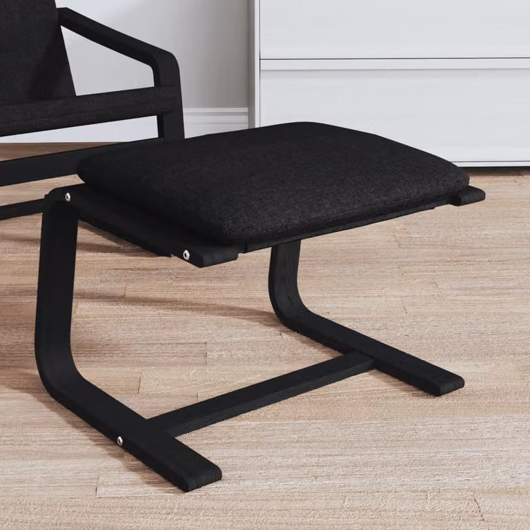 Poggiapiedi vidaXL Nero in Tessuto con Struttura in Legno di Betulla L: 51 cm, P: 41 cm, H: 40 cm