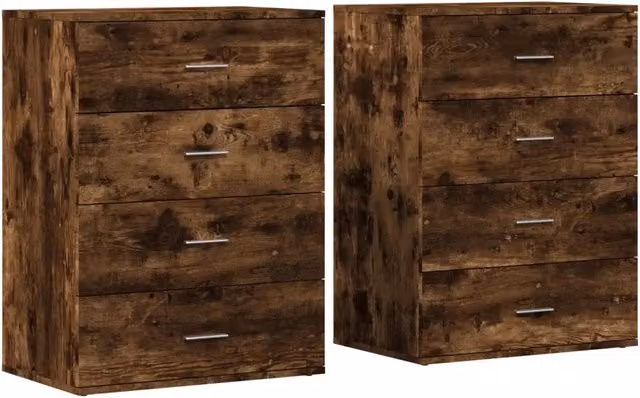 Credenze 2 pz | Madia | Buffet da pranzo | Armadio da pranzo Rovere Fumo 60x39x80 cm in Legno Multistrato
