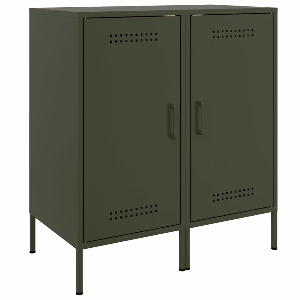 Credenze 2 pz Verde Oliva 36x39x79 cm Acciaio