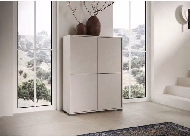 Credenza alta moderna 4 ante 90x35x120 cm Lumina - Cashmere