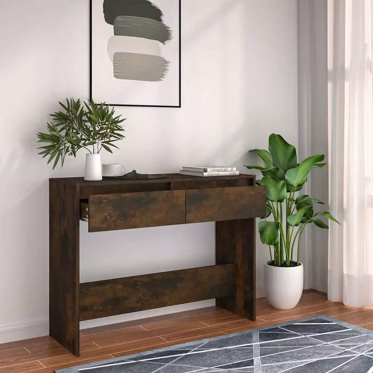 vidaXL Tavolo Consolle Moderno in Rovere Fumo, L 100 x P 35 x H 76,5 cm