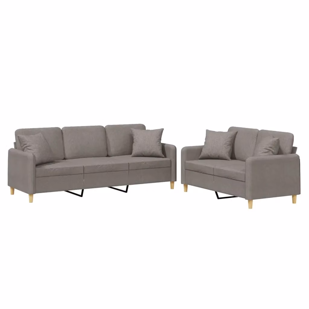 Set di 2 divani moderni vidaXL in tessuto beige e grigio con cuscini inclusi – 2