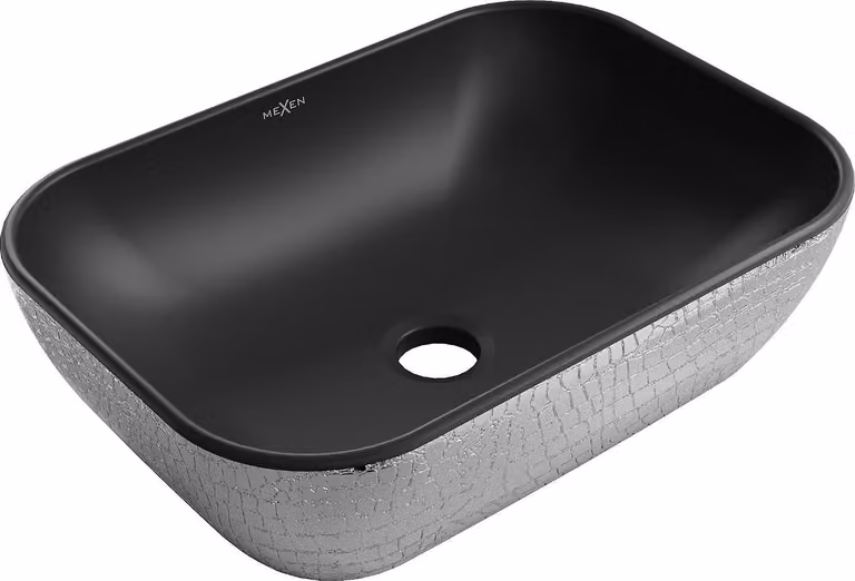 Mexen Rita lavabo da appoggio 45 x 32 cm, nero opaco/motivo argento a scaglie - 21084572