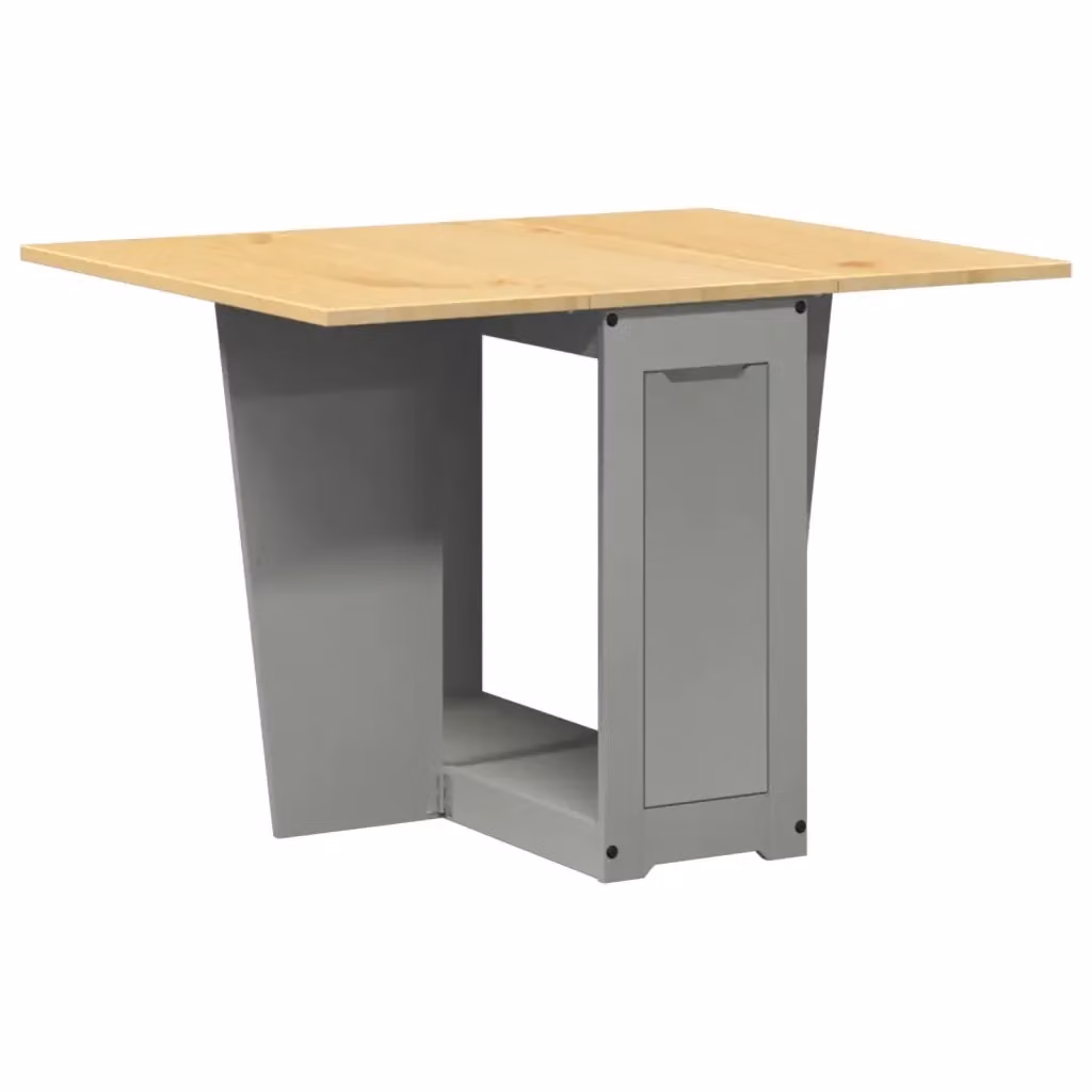 Tavolo da pranzo estensibile vidaXL in legno di pino moderno con piano ribaltabile, grigio e marrone – 2