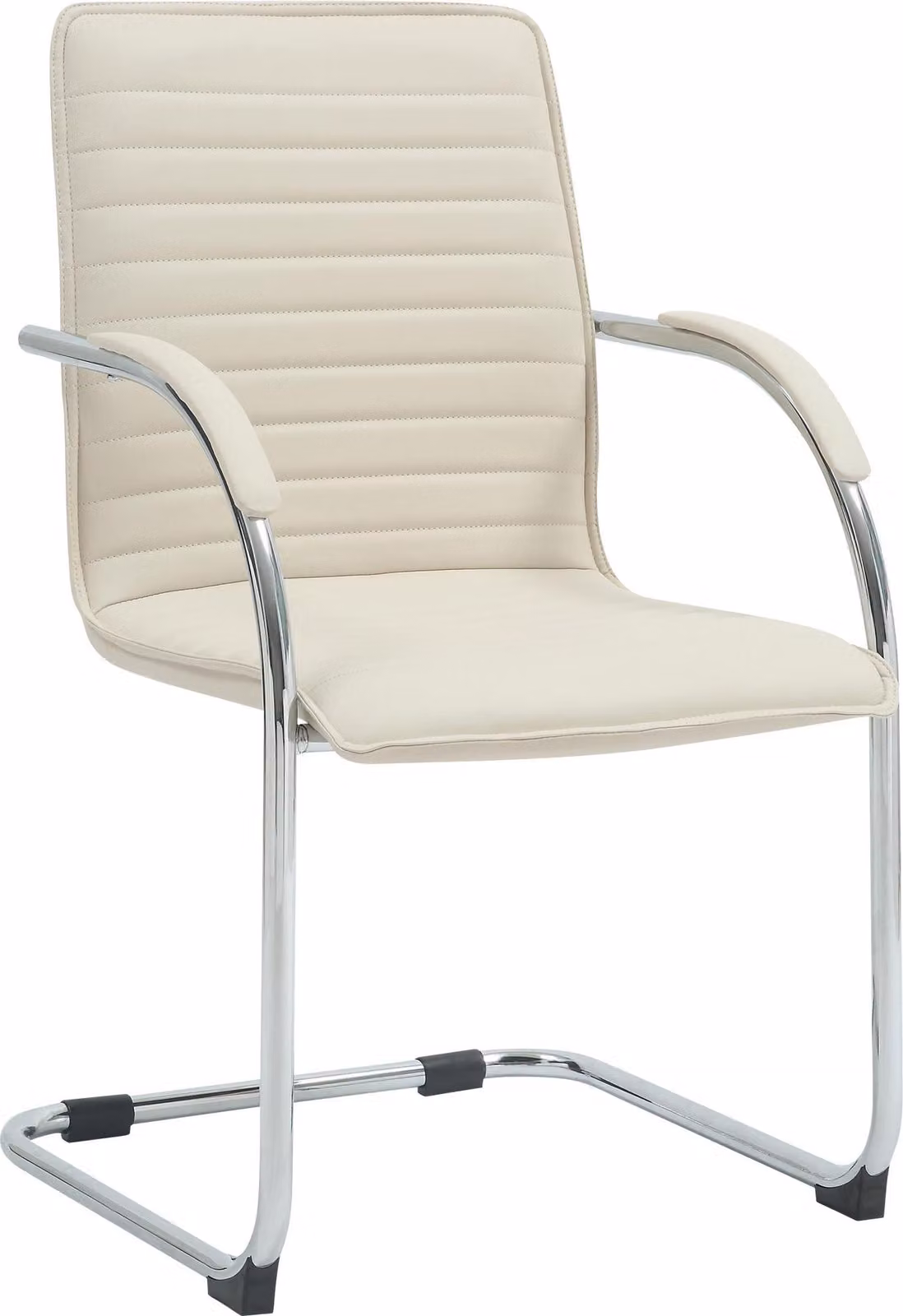 Sedia per visitatori e sedia per conferenze CLP, rivestita in ecopelle color crema