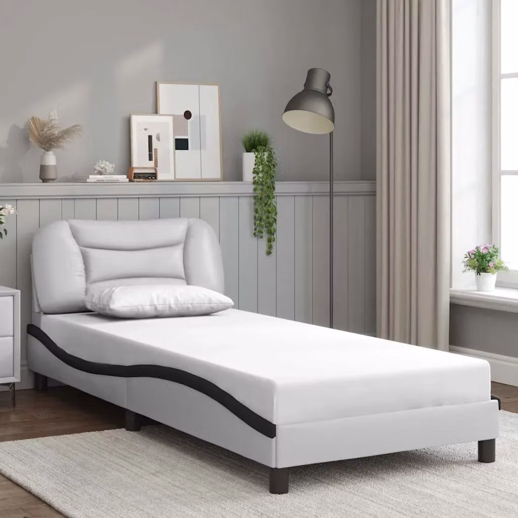 Letto singolo Hvar in similpelle bianco e nero L/P/H: 200 x 90 x 74,5 cm – 2