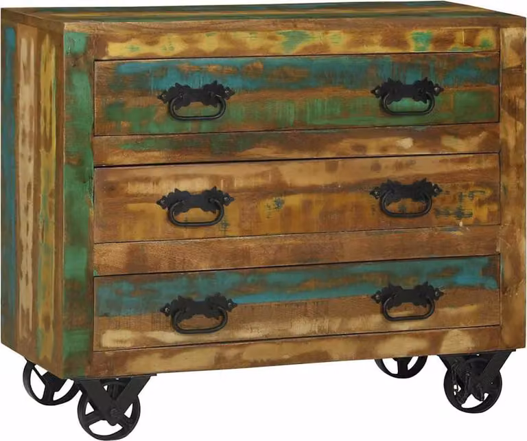 Mobile bar/contenitore Braun, 80 x 30 x 65 cm, realizzato in legno massello riciclato e riqualificato