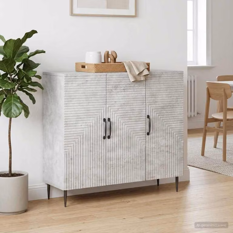 Credenza moderna vidaXL in legno ingegnerizzato MDF, colore grigio cemento, L 89 x P 34,5 x H 80 cm