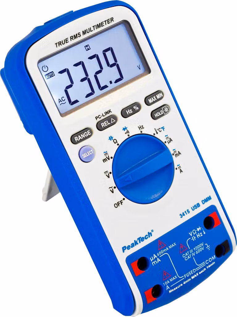 Multimetro digitale PeakTech TRMS AC 6000 cifre 700 VAC 1000 VDC 10 ADC (PeakTech 3415)