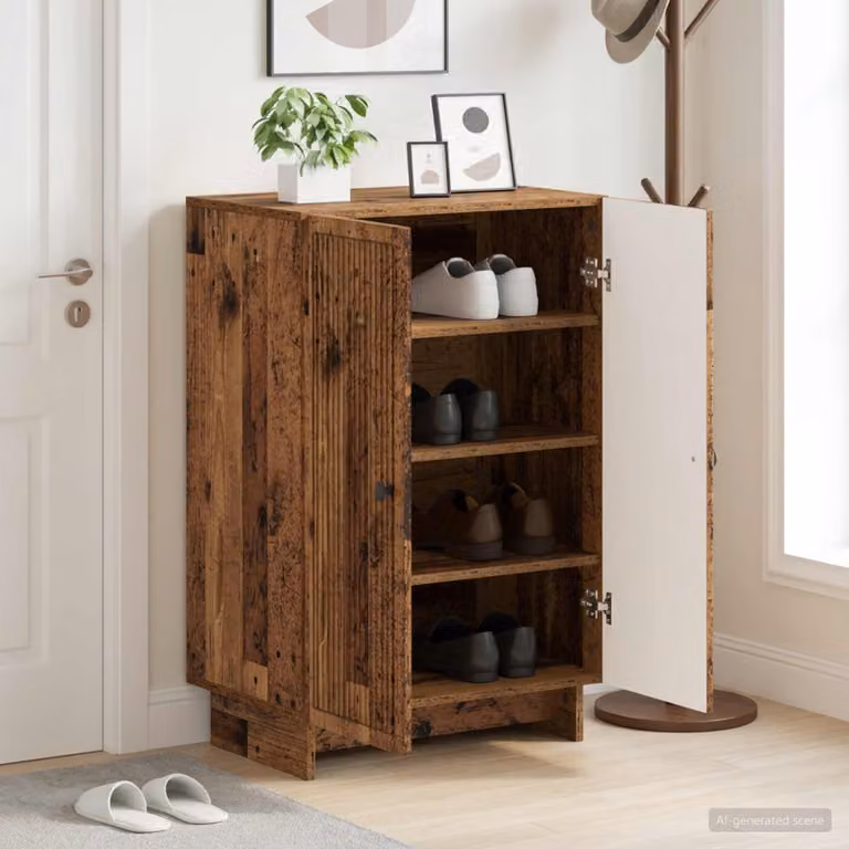 Mobile porta scarpe moderno vidaXL in legno e metallo, L: 59,5 cm, P: 39,5 cm, H: 90 cm