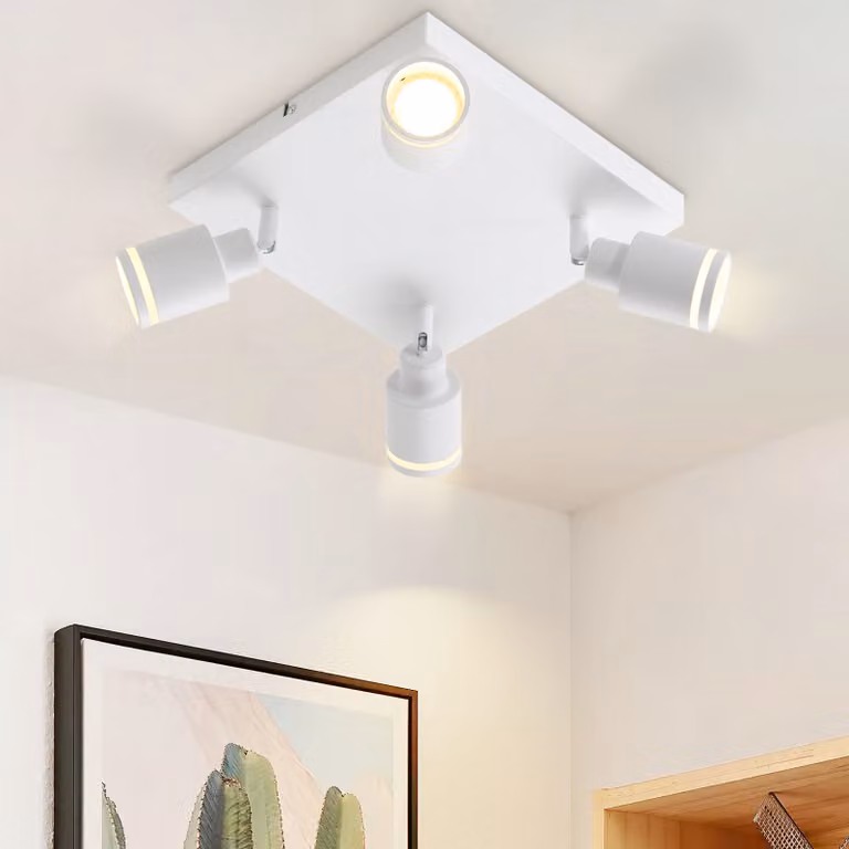 ZMH LED plafoniera bianca 4 fiamme GU10 orientabile faretto a soffitto per parete spot soggiorno camera da letto, senza lampadine