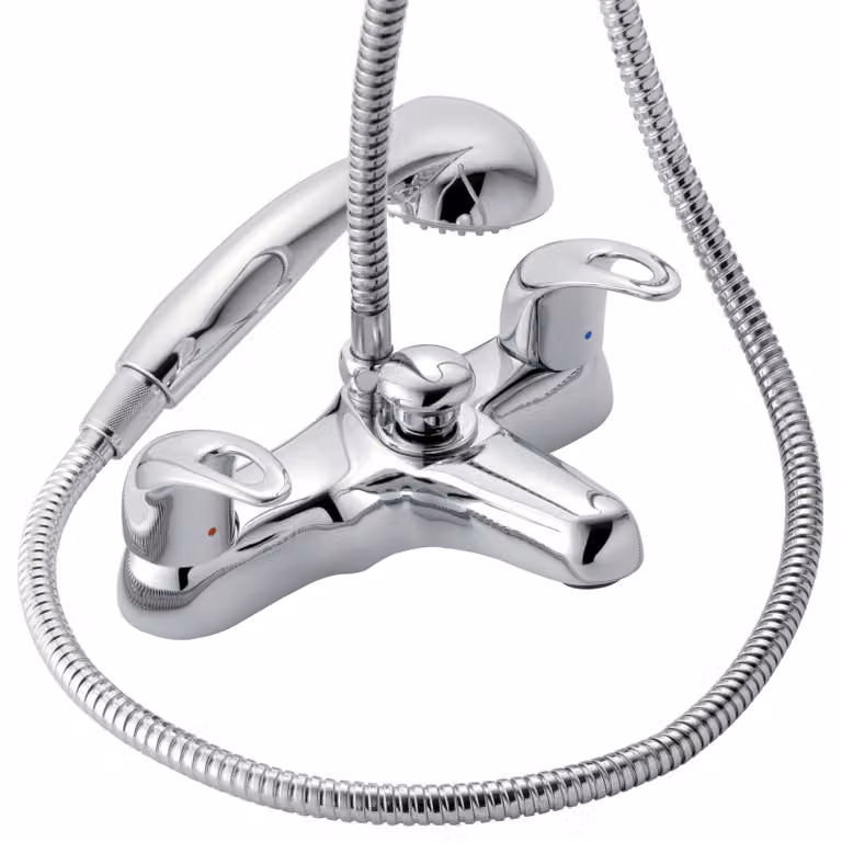 Miscelatore per bagno e doccia cromato, con doccetta manuale e deviatore