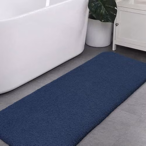 VANZAVANZU Tappetino da Bagno Antiscivolo Extra Lungo Tappeto da Bagno Assorbente Addensato Tappeti Corridore per Il Bagno Ultra Morbido Bath Mat Soffice Microfibra Eleganti 50 x 178cm (Blu Navy)