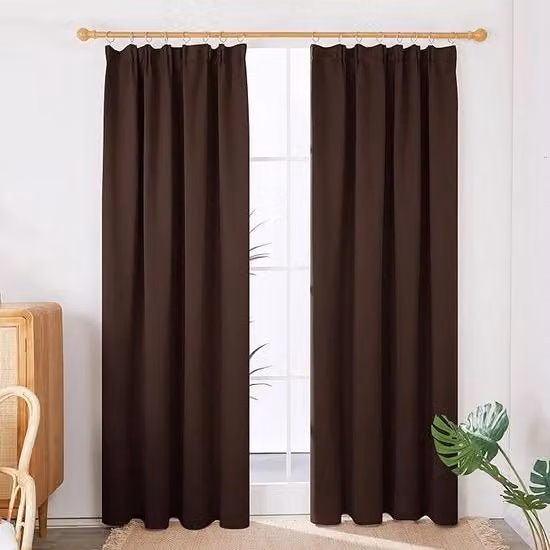 Set di 2 Tende Blackout Deconovo Marroni in Poliestere, Isolanti Termicamente e Fonoassorbenti, L: 140 cm x H: 175 cm