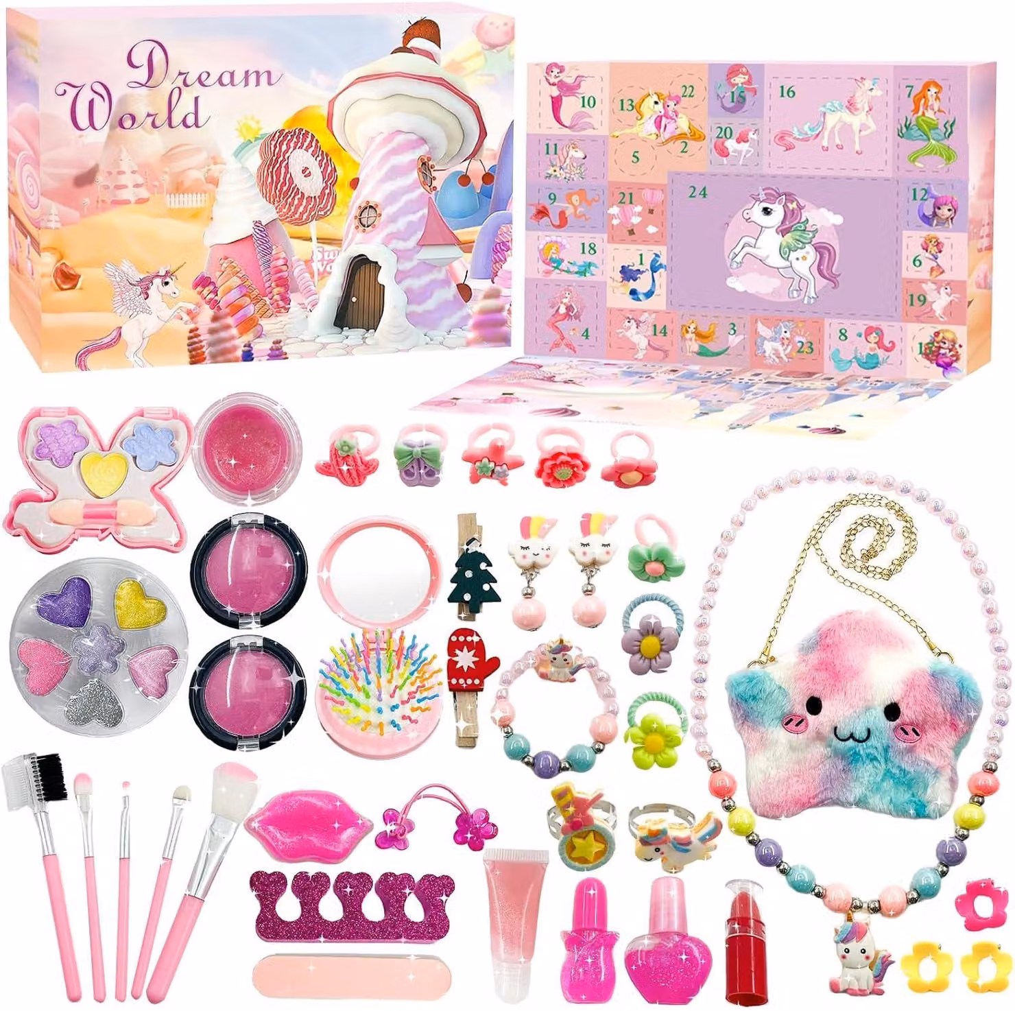 Calendario dell'Avvento a tema unicorno per bambini - Calendario dell'Avvento a forma di unicorno per bambini - Set regalo per bambini