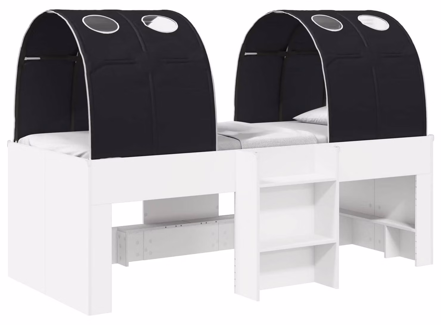 Letto con Tunnel 4 pcs Bianco e Nero Legno ingegnerizzato