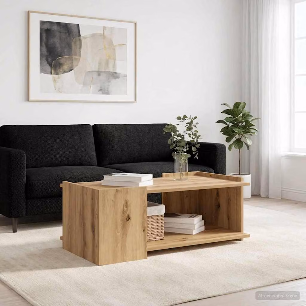 Maison Exclusive - Tavolino da caffè in legno massello di quercia, dimensioni 90 x 50 x 33 cm