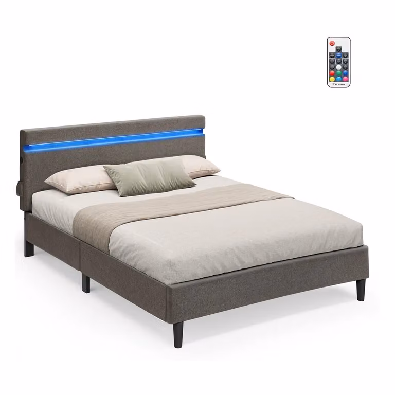 Struttura Letto Matrimoniale Metallo 140 x 190 cm Grigio Scuro