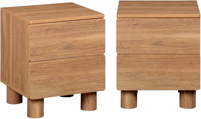 Set di 2 comodini moderni SWEEEK in legno di pino color marrone opaco – 1