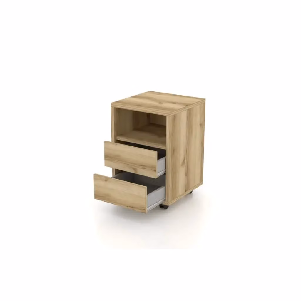 Cassettiera MELTO MEUBLORAMA in legno color quercia con ruote e design moderno – 2