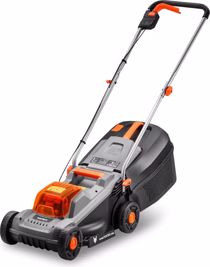 Tosaerba a batteria FUXTEC 20V, tosaerba per giardini di piccole e medie dimensioni, cesto per l'erba da 30 litri, larghezza di taglio 30 cm, silenzioso/ leggero FX-E1RM20ECO