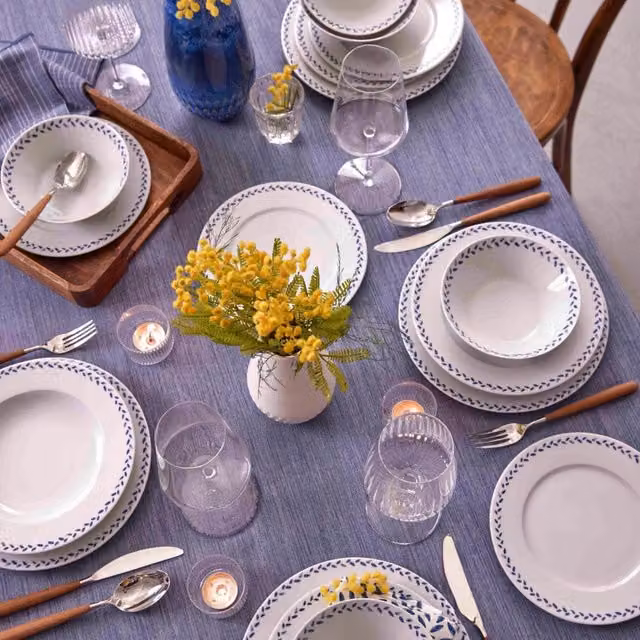 Servizio piatti Novanema DMORA in ceramica blu, set da 24 pezzi per adulti – 1
