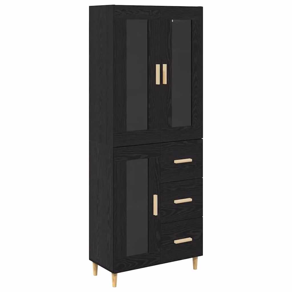 Credenza moderna vidaXL in legno MDF nero per soggiorno e sala da pranzo L: 69,5 cm, P: 34 cm, H: 180 cm – 2