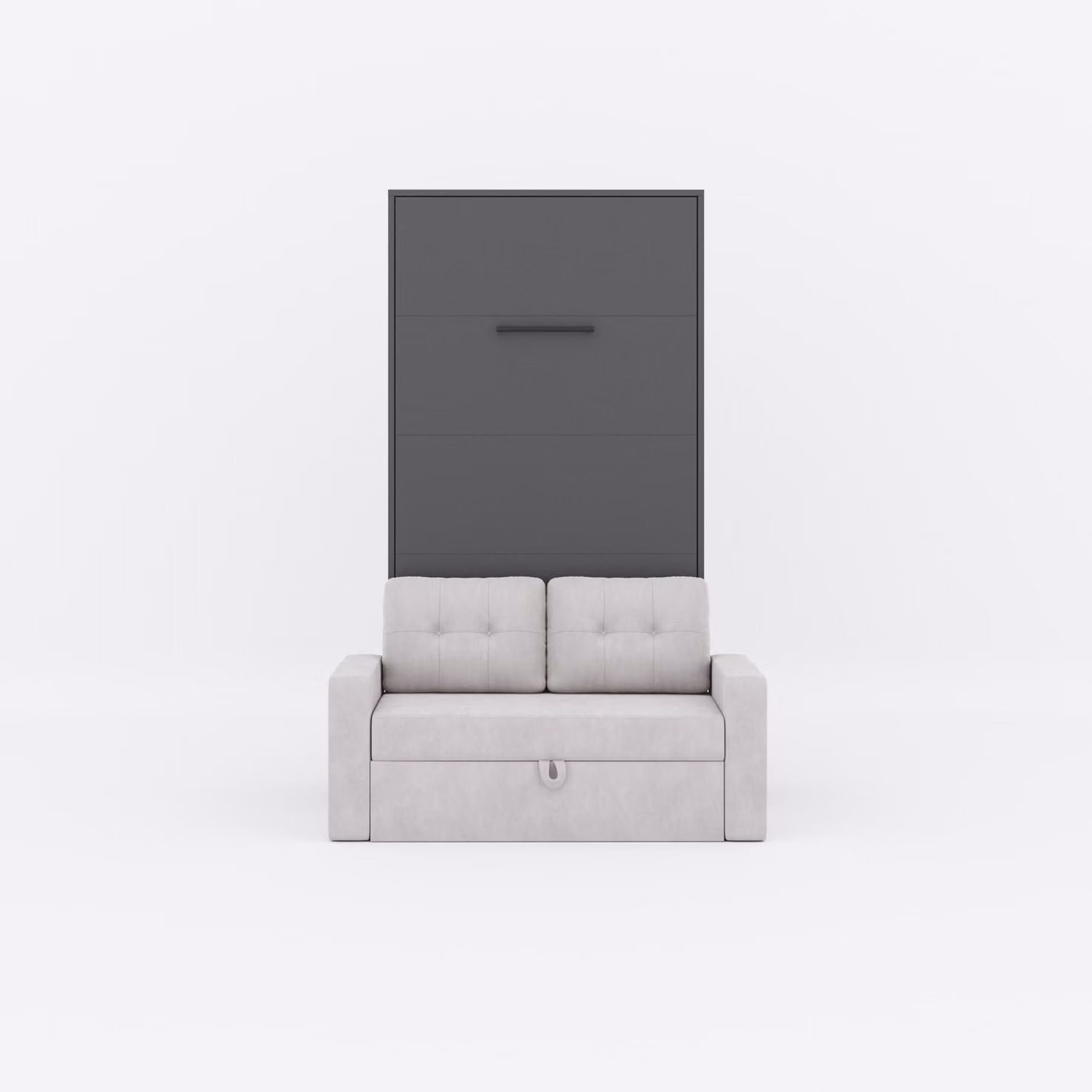 Letto a scomparsa M3 (profondità 55 cm) verticale 100x200 incl. divano grigio sabbia Antracite