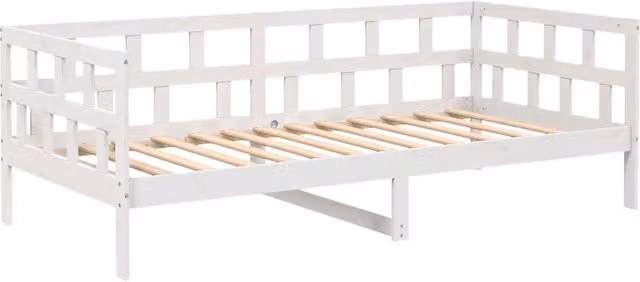 Letto singolo per adulti in legno massello di pino bianco laccato L/P/H: 200 x 90 x 68,5 cm – 1
