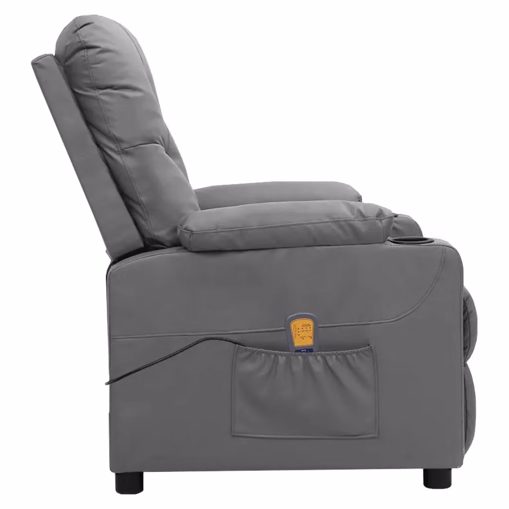 Poltrona Relax Recliner vidaXL in Similpelle Grigia con Braccioli – 2