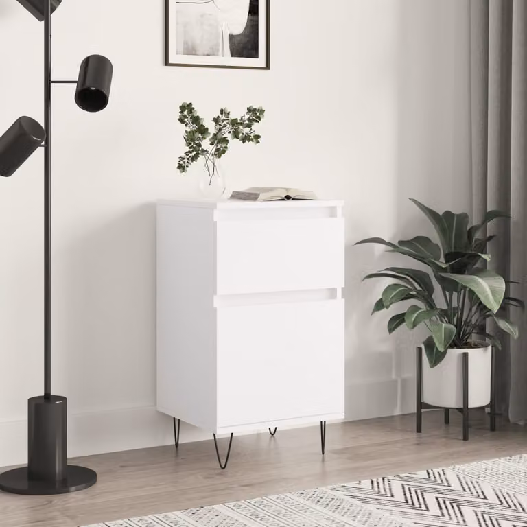 Credenza moderna bianca vidaXL a parete in legno e metallo L 40 cm x P 35 cm x H 70 cm