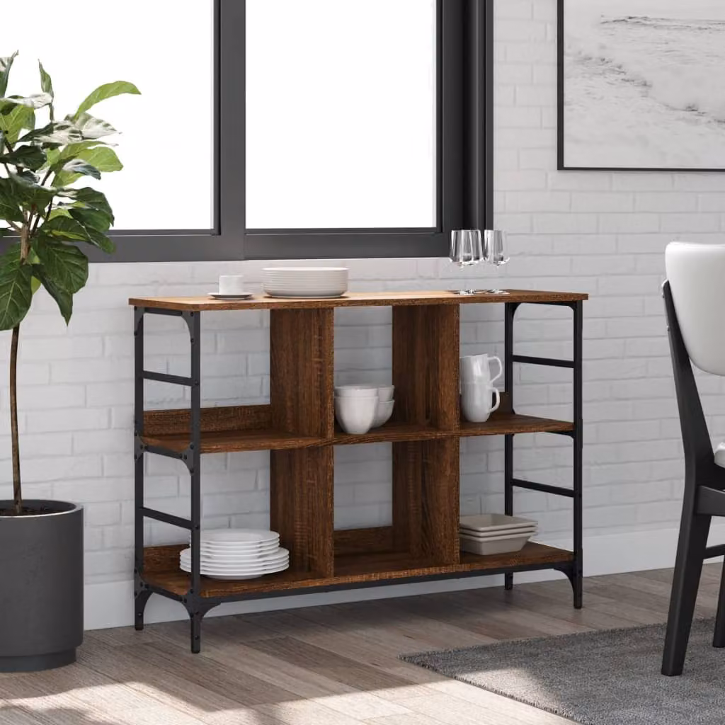 Credenza vidaXL in legno multistrato color rovere marrone L: 102 cm, P: 32 cm, H: 73,5 cm