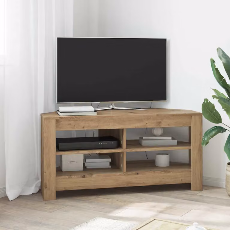 Mobile TV angolare vidaXL in rovere artigianale e legno marrone, L 102 x P 40,5 x H 45 cm
