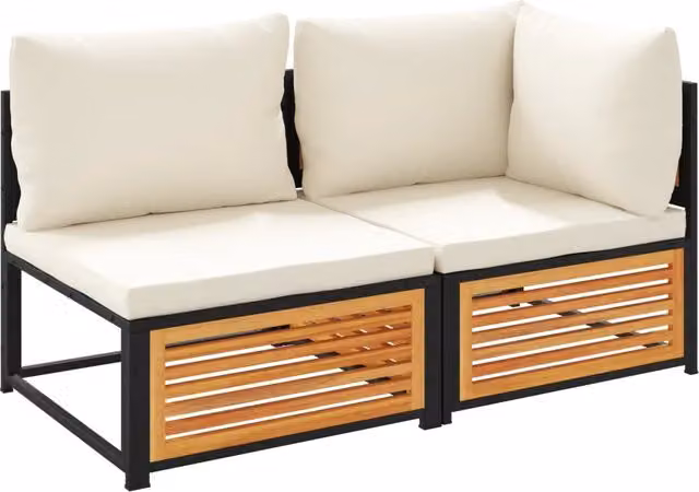 Divano da Giardino con Cuscini 2 Posti-Sofa da giardino Legno Massello di Acacia 483884