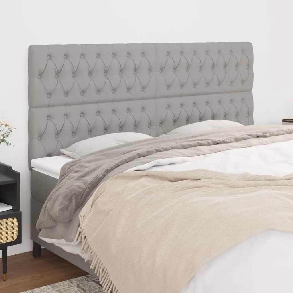 Testiera imbottita in tessuto grigio chiaro per camera da letto L: 180 cm, P: 7 cm, H: 118-128 cm – 2
