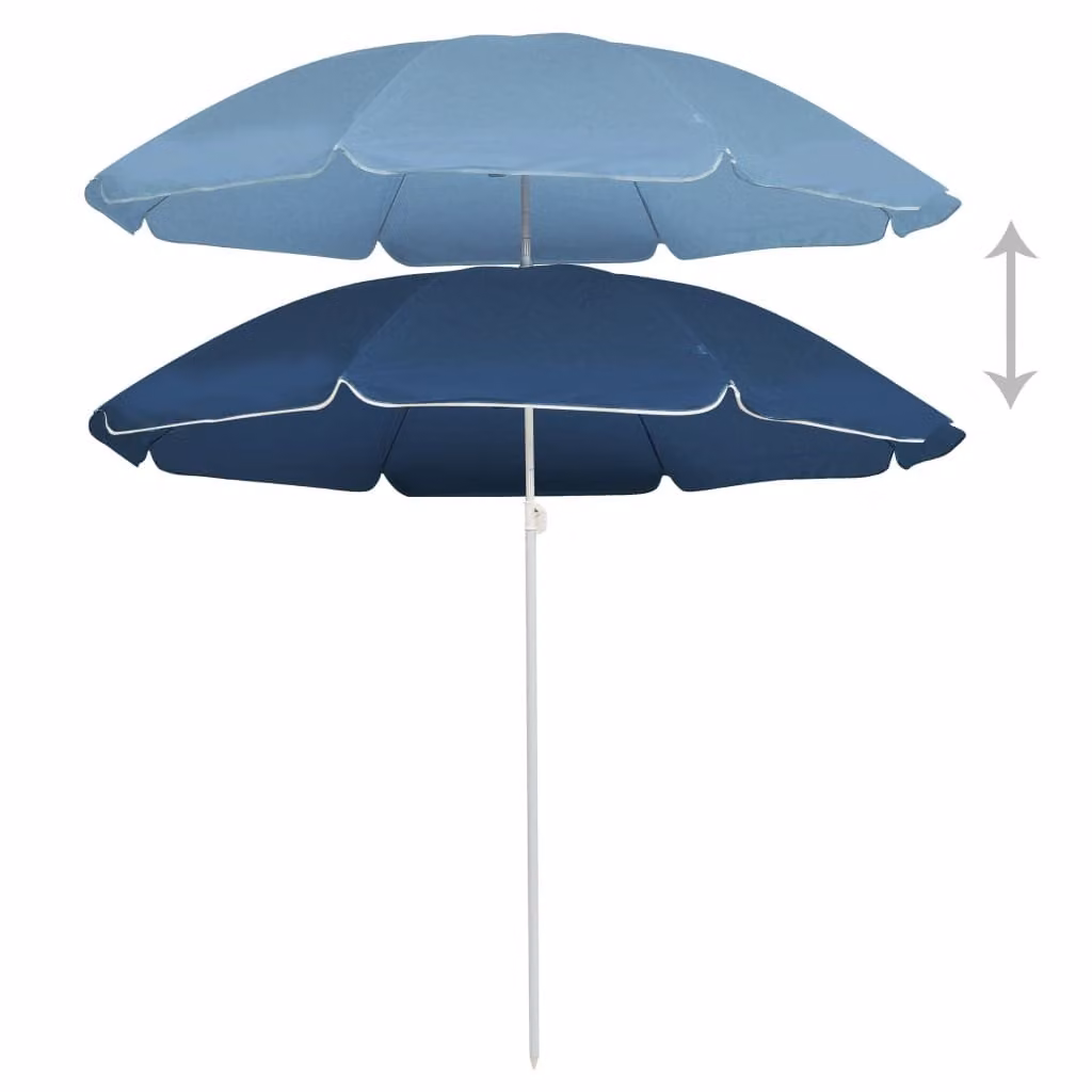 vidaXL Ombrellone con palo in acciaio blu 180 cm