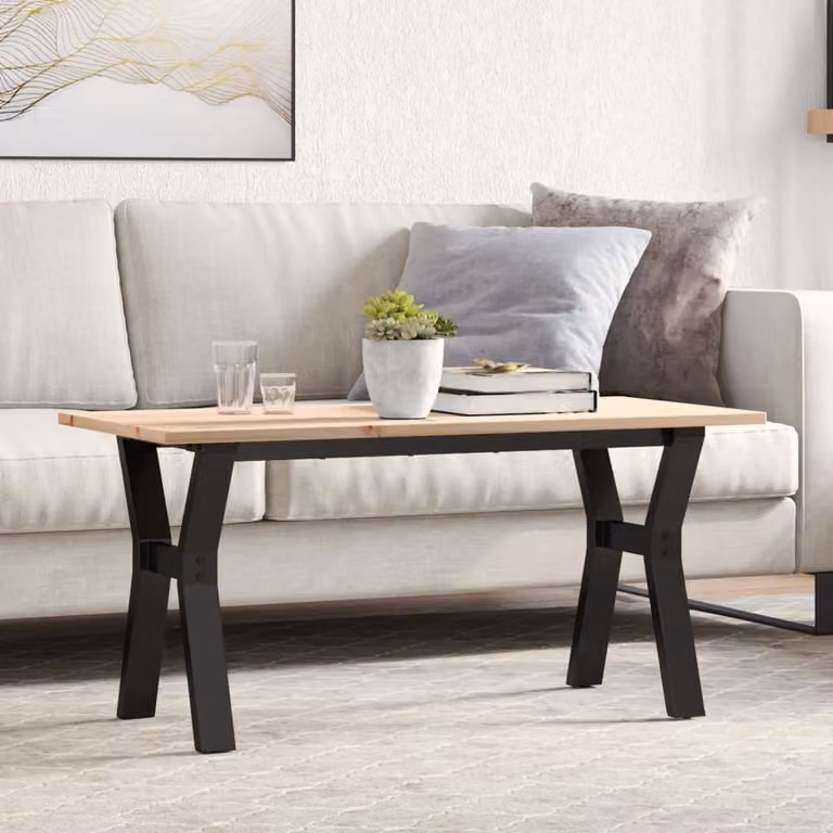 Maison Exclusive - Tavolino Salotto Telaio a Y 100x50x45 cm Legno Pino e Acciaio