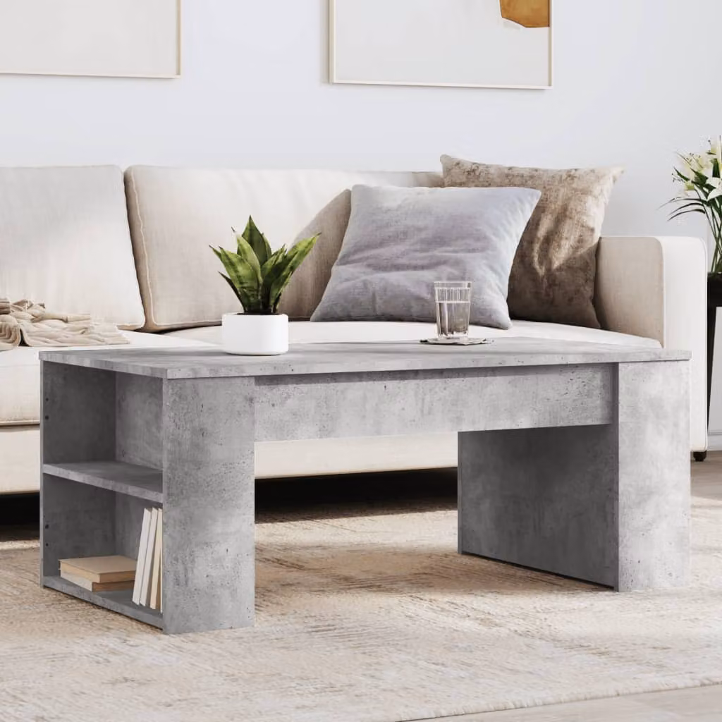 vidaXL Tavolino da salotto in stile industriale grigio cemento L: 102 cm, P: 55 cm, H: 42 cm