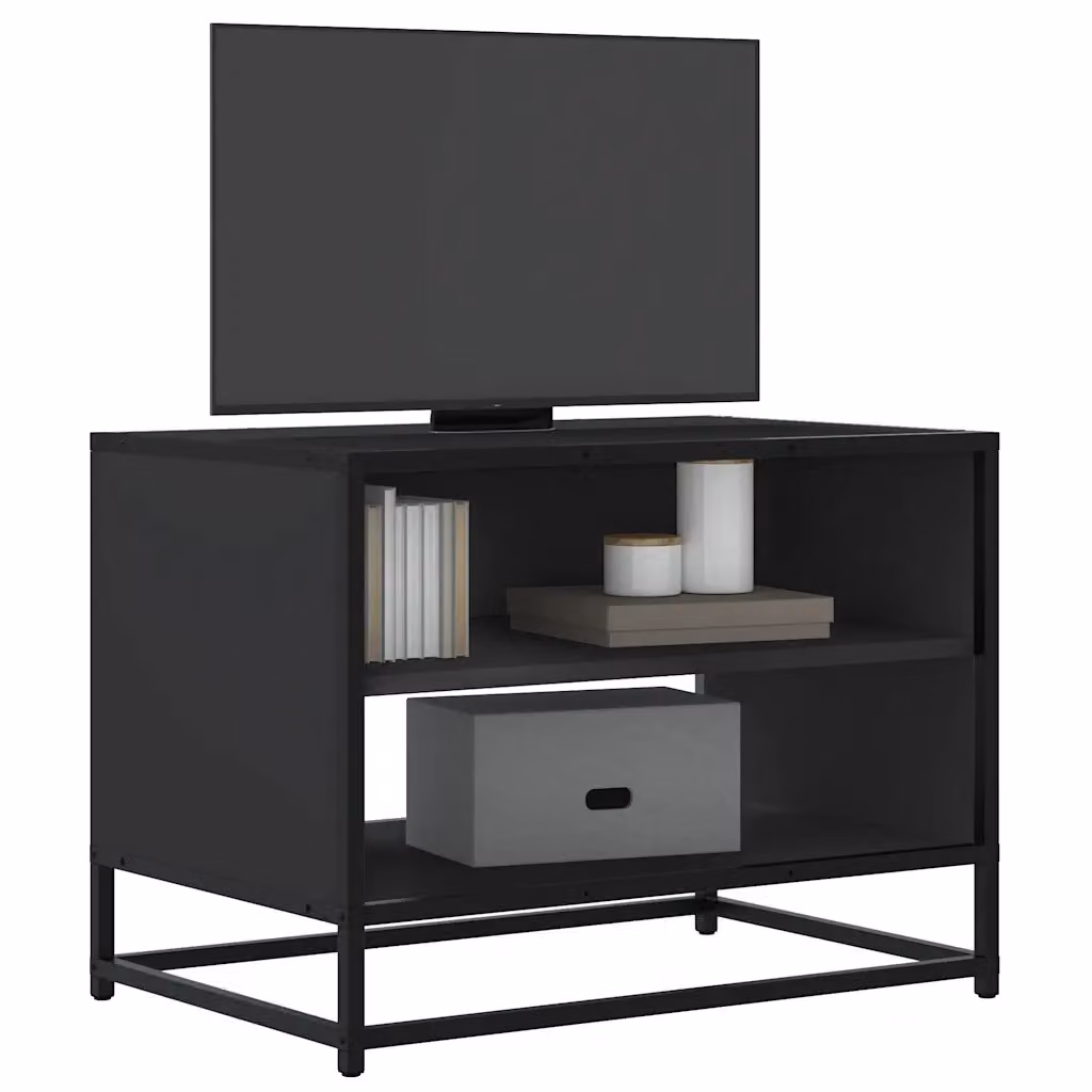 vidaXL Mobile Porta TV Nero in Metallo e MDF L: 61 cm, P: 40 cm, H: 46 cm