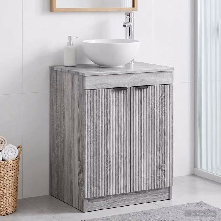 Mobile da bagno moderno vidaXL in legno e MDF color grigio e nero, L: 54 cm, P: 41 cm, H: 70 cm
