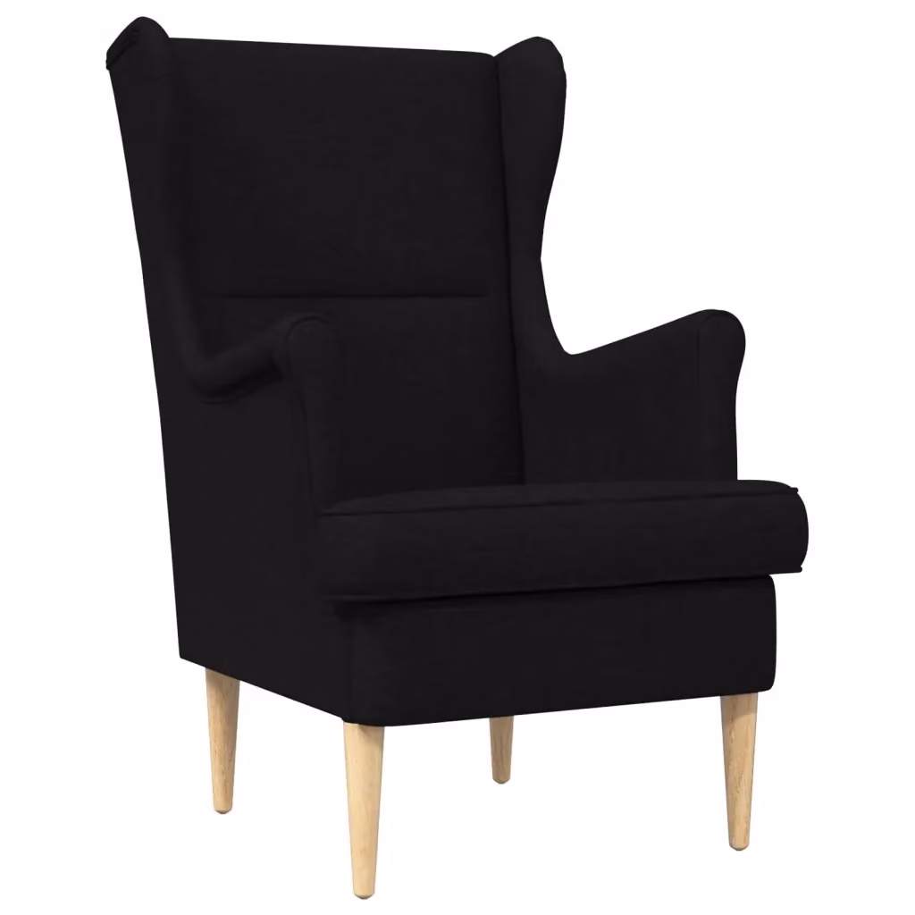 Poltrona moderna vidaXL in tessuto nero con braccioli per soggiorno e camera da letto L: 79 cm, P: 45 cm, H: 65 cm – 2