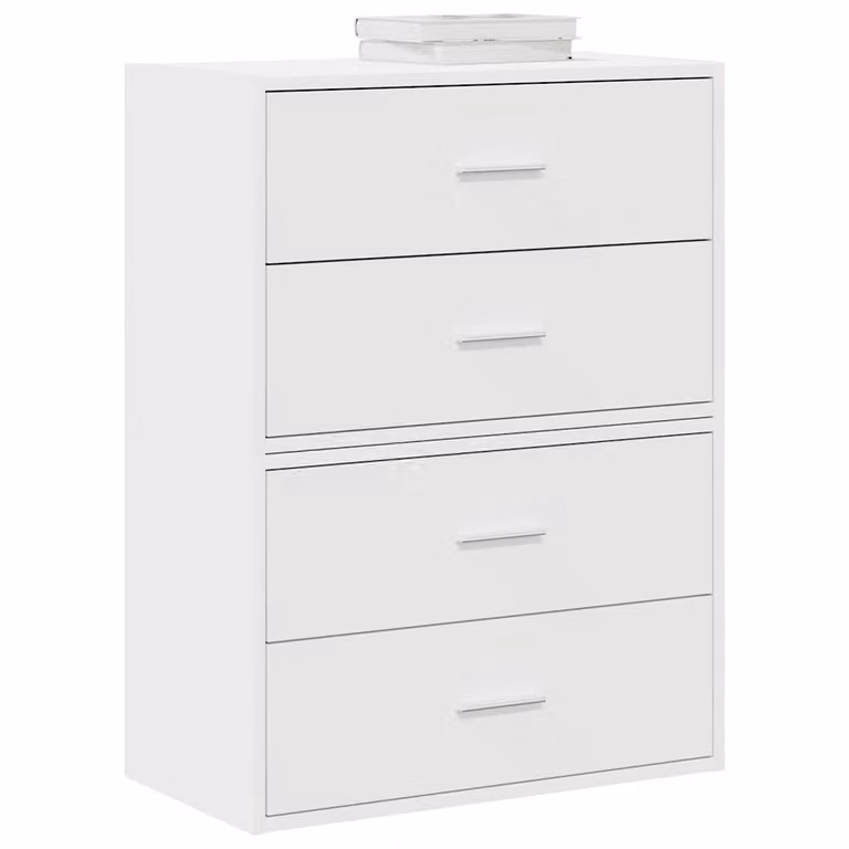 Set di 2 armadi vidaXL con 4 cassetti in legno multistrato e MDF, colore bianco, L 60 cm x P 31 cm x H 40 cm