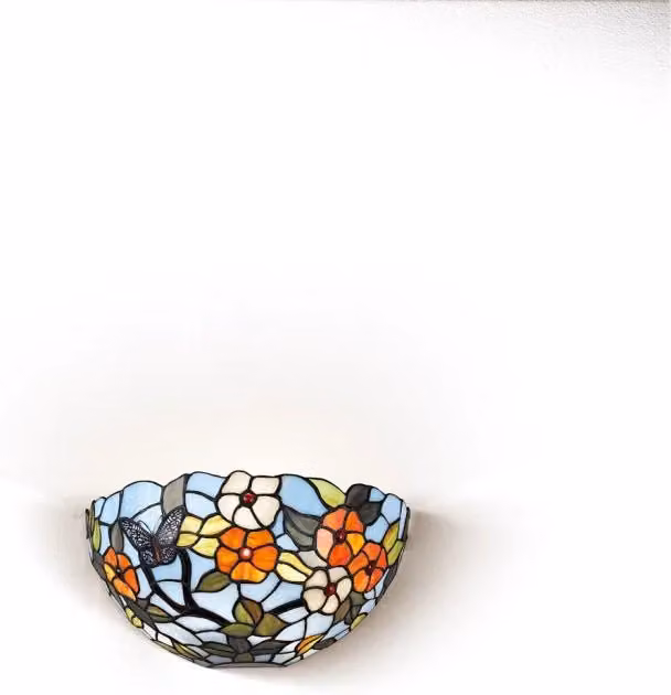 Applique Tiffany Perenz in Vetro Multicolor con 1 Luce E27 in Stile Art Nouveau