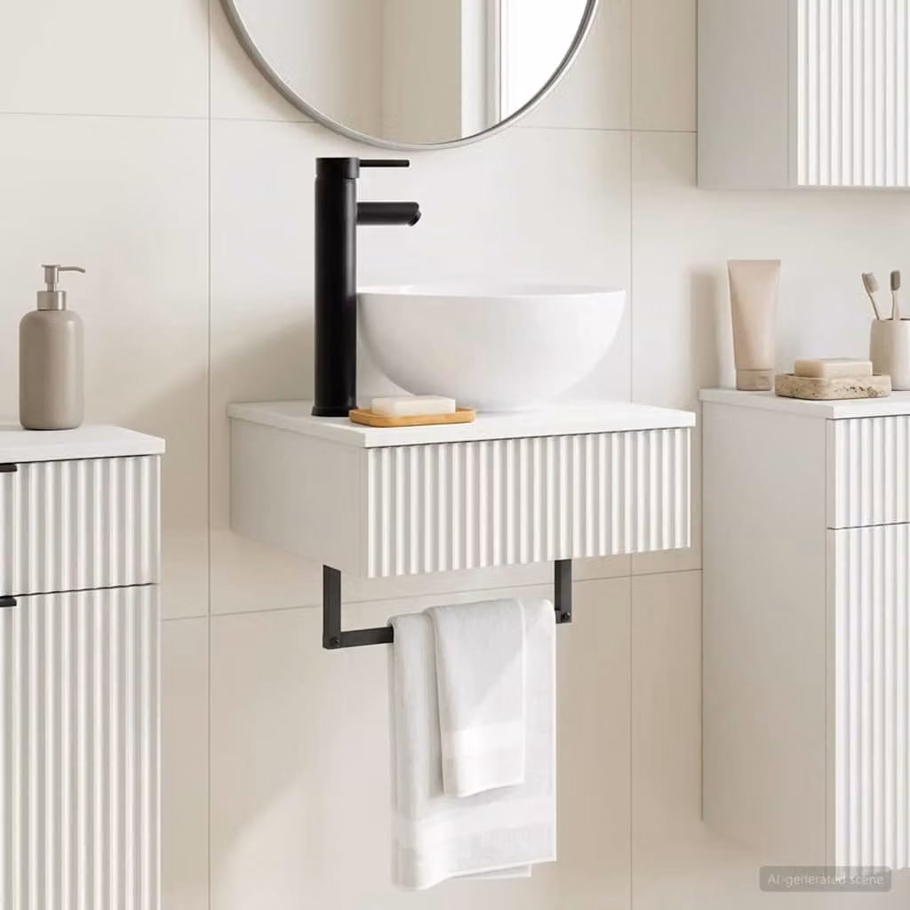 vidaXL Lavabo da Parete Bianco Lucido L: 40 cm, P: 35 cm, H: 39 cm