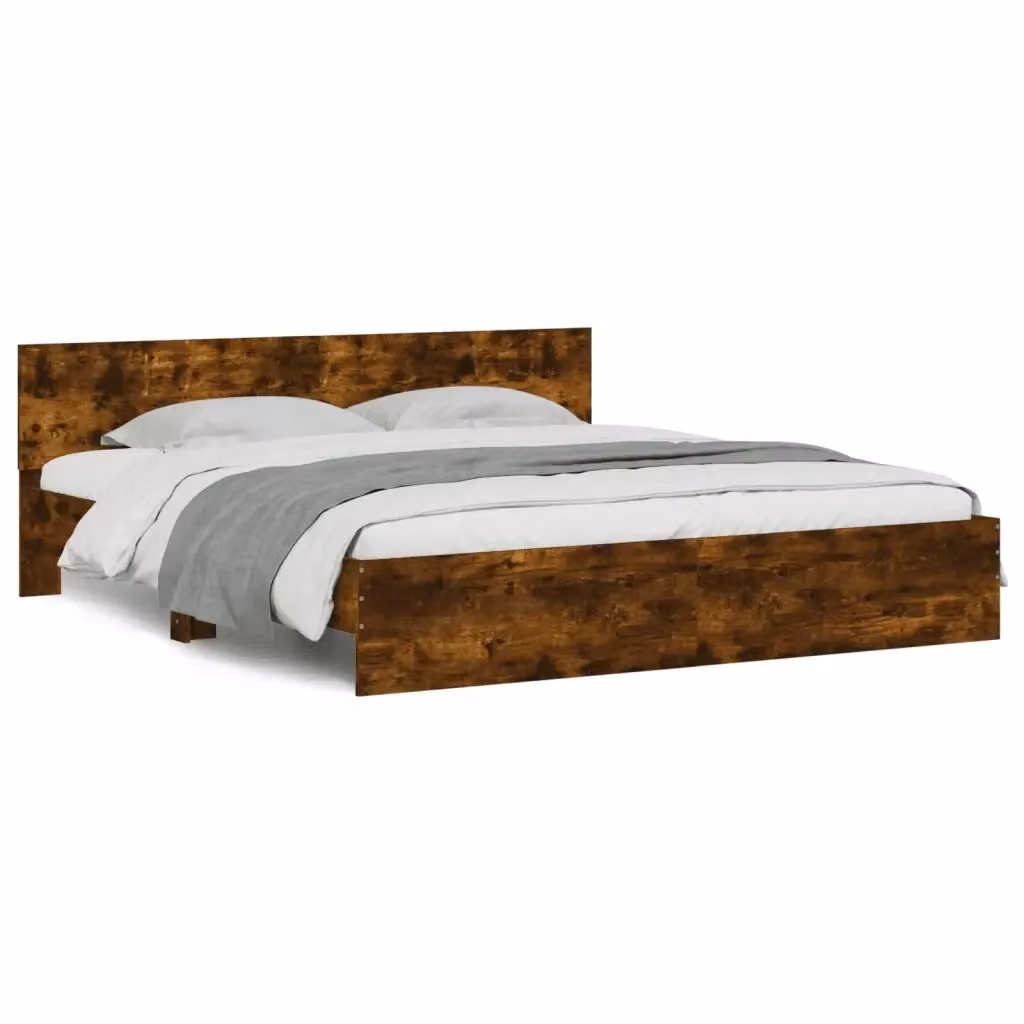 Giroletto con Testiera vidaXL in Rovere Fumo Marrone L/P/H: 160 x 200 x 100 cm – 2
