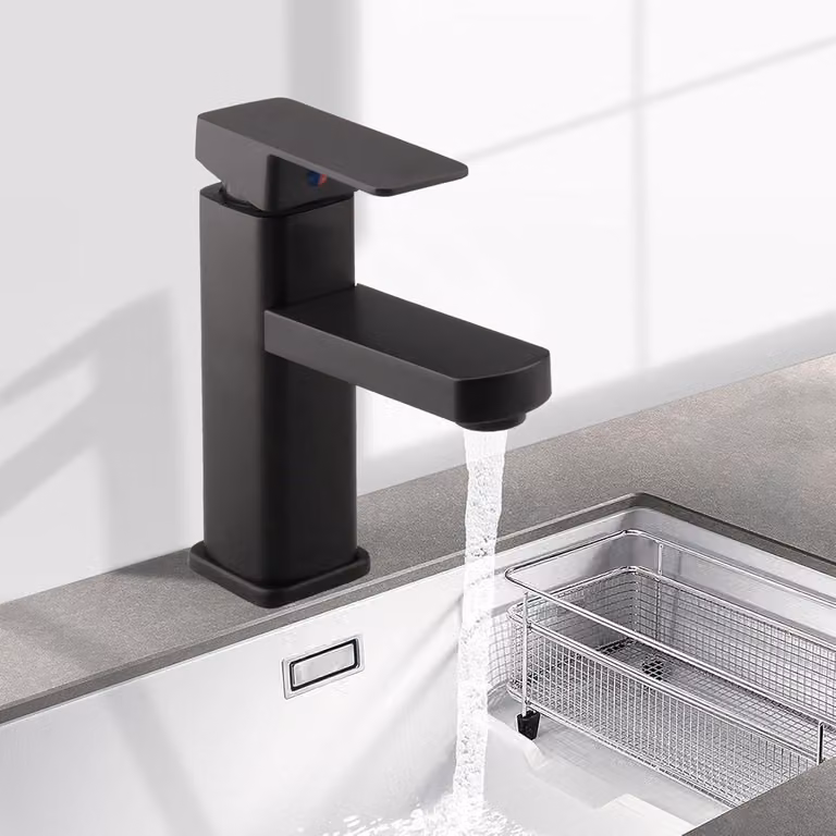 Miscelatore monocomando per lavabo, nero, per acqua calda e fredda, rubinetto da bagno, confezione da 1 pezzo